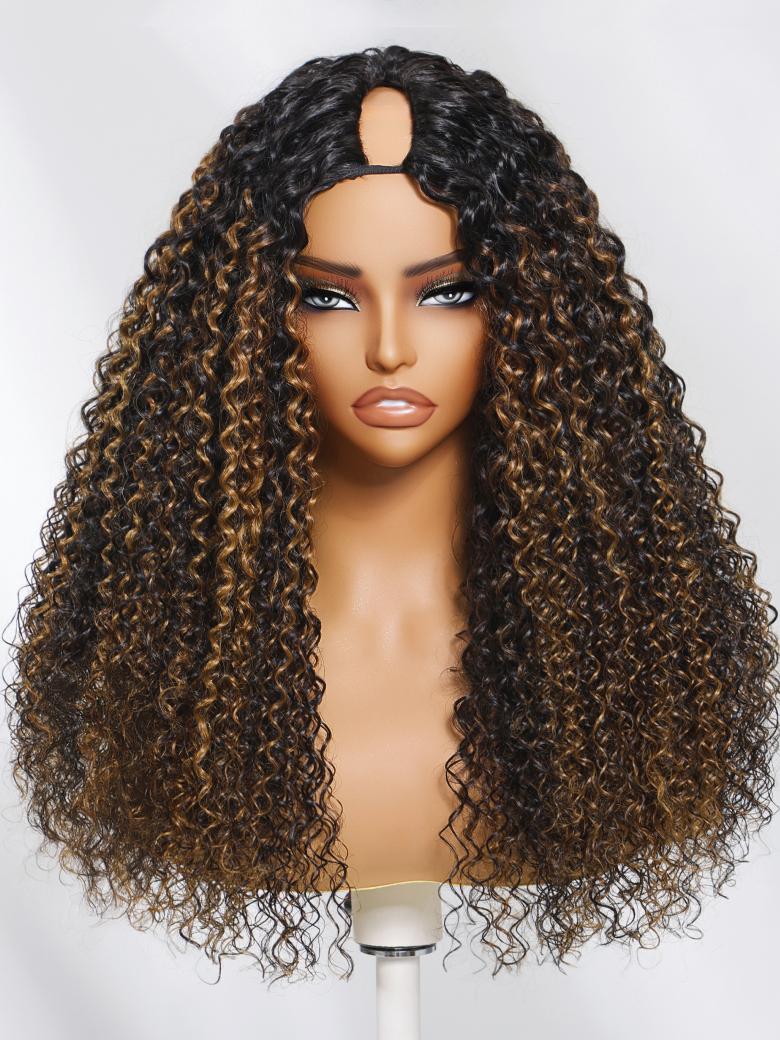 Beautyforever EasiContour V Part Wig Chestnut Brown Ombre Jerry Curly